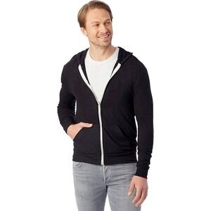 Alternative Apparel Eco-Fleece Full Zip Hoodie Black Men's Lightweight Comfort